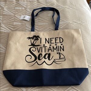 NEW … Nautical Canvas Tote Bag with Navy Accents